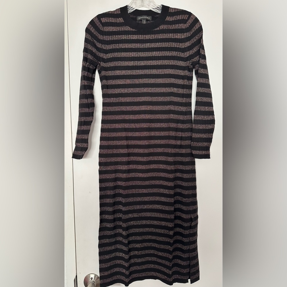 Banana Republic Metallic Striped Midi Dress, P/XS